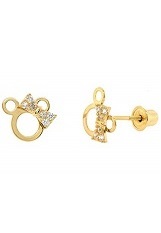 adorable gold mouse ribbon stud earrings for toddler